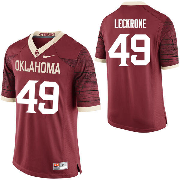 Men Oklahoma Sooners #49 Matthew Leckrone College Football Jerseys Limited-Crimson